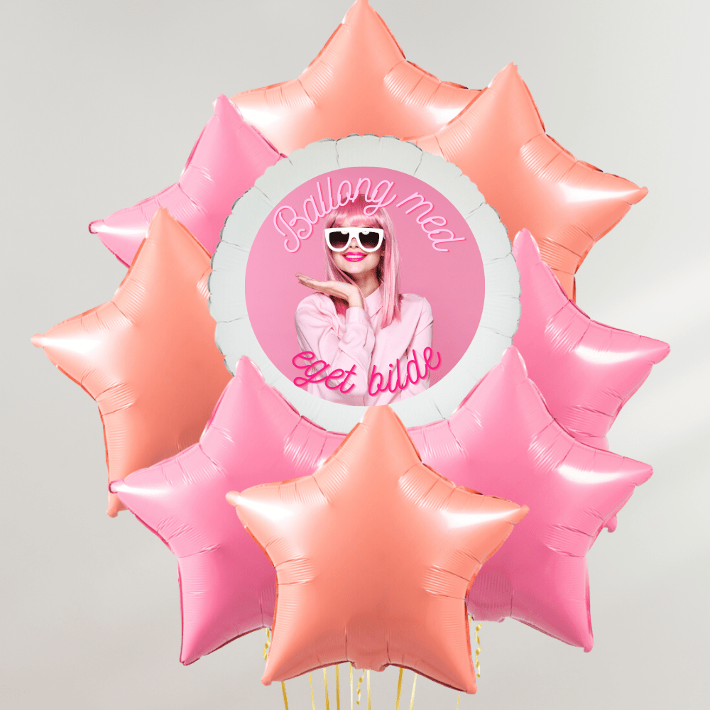Flamingo Pink Stars Personlig Ballongbukett - Ballonglevering.no