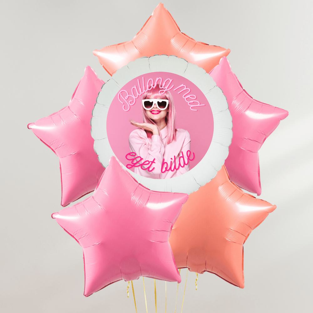 Flamingo Pink Stars Personlig Ballongbukett - Ballonglevering.no