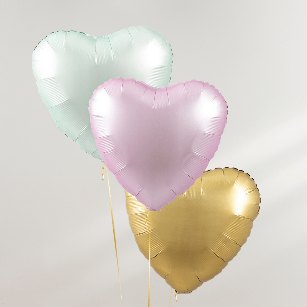 Gold & Pastel Hearts Ballongbukett - Ballonglevering.no