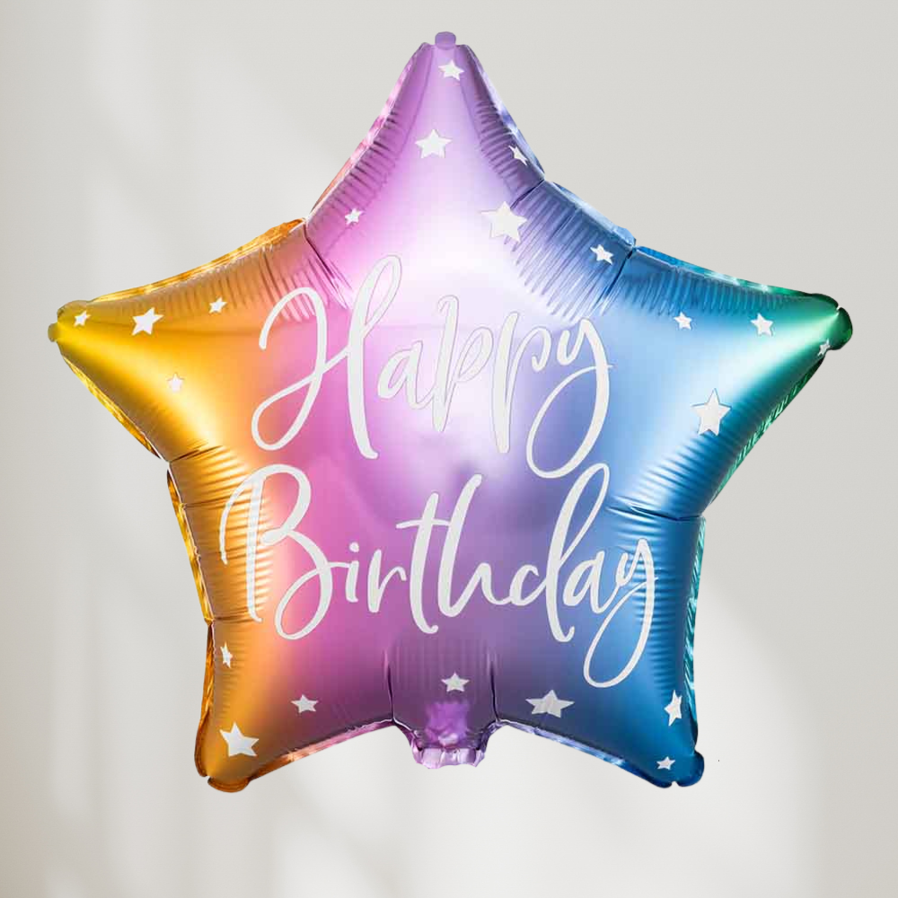 Happy Birthday Regnbue Stjerne Ballong - Ballonglevering.no