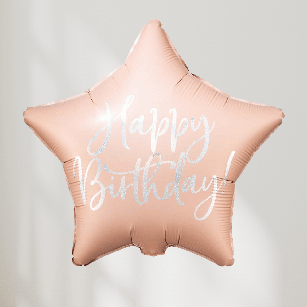 Happy Birthday Rosa Stjerne Ballong - Ballonglevering.no