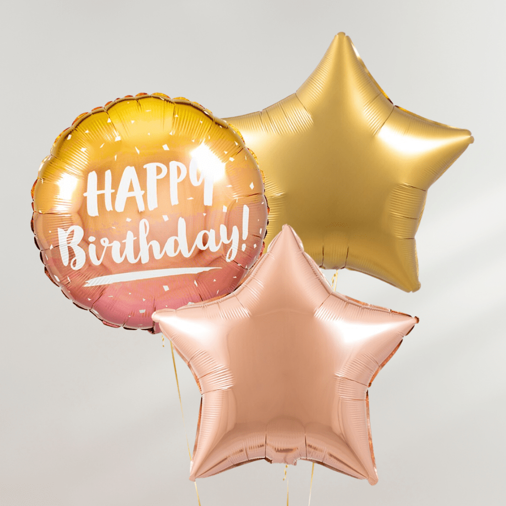 Happy Birthday Rosé Stars Ballongbukett - Ballonglevering.no