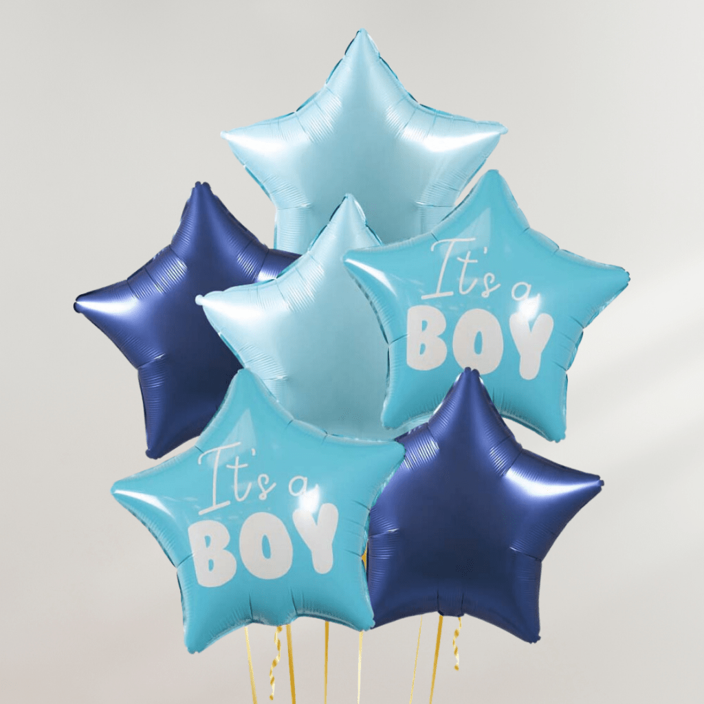 It's a Boy Blå Stjerner Ballongbukett - Ballonglevering.no
