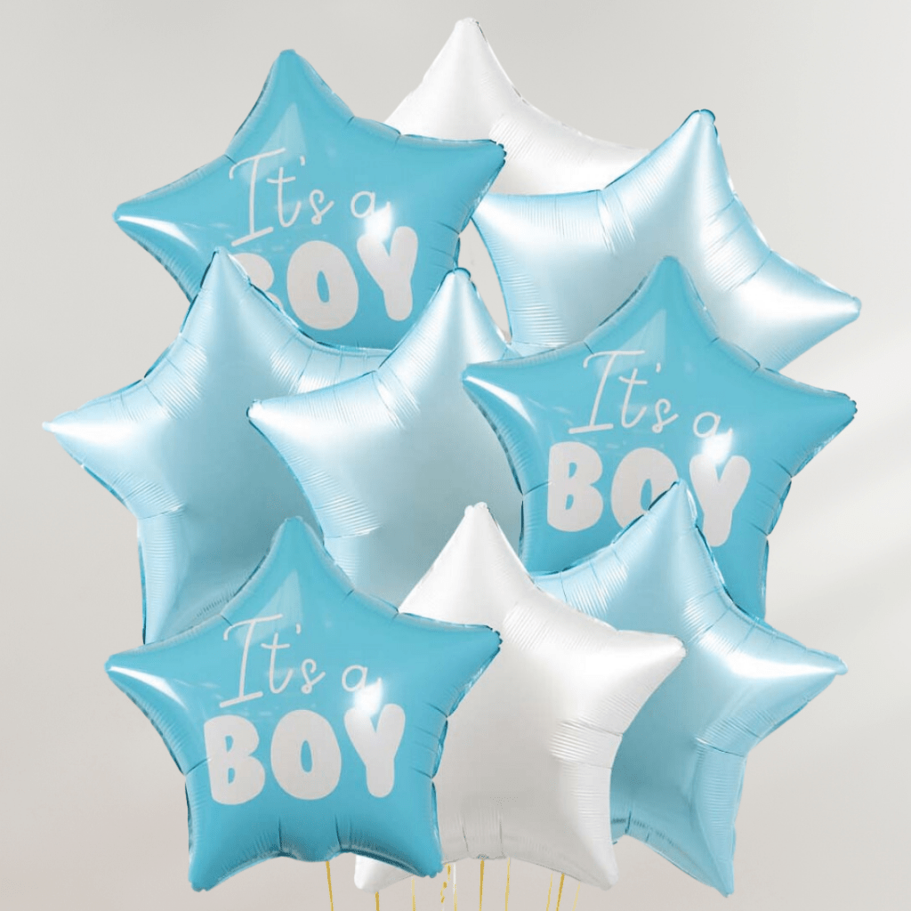 It's a Boy Blue Stars Ballongbukett - Ballonglevering.no