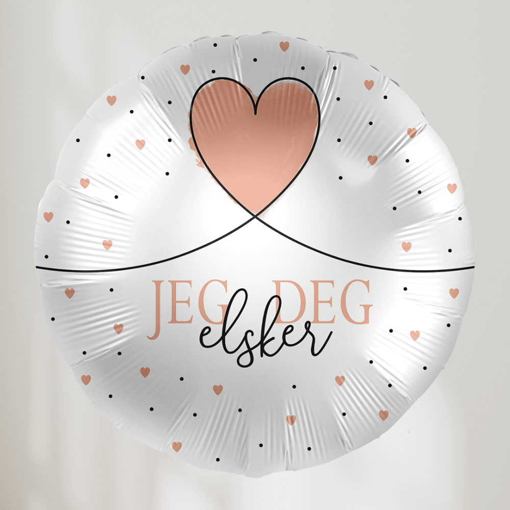 Jeg Elsker Deg Hjerte og Prikker Ballong - Ballonglevering.no