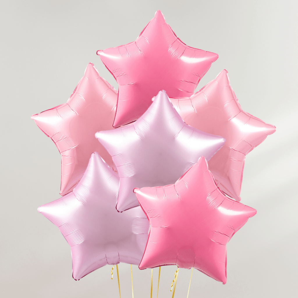 Pink Stars Ballongbukett - Ballonglevering.no