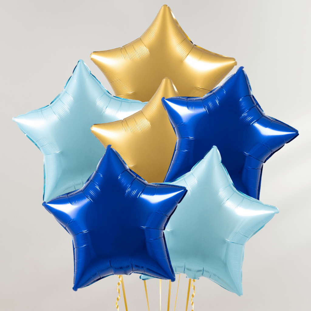 Royal Blue Stars Ballongbukett - Ballonglevering.no