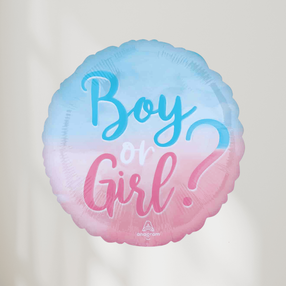 Rund Boy or Girl Folieballong - Ballonglevering.no