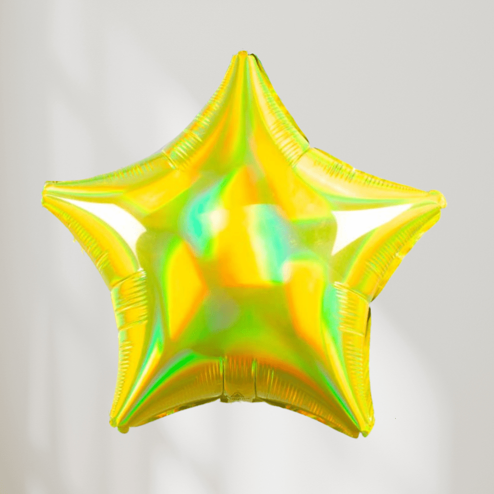Stjerne Holografisk Gul - Ballonglevering.no