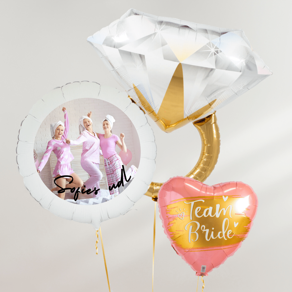 Team Bride Ballongbukett med eget bilde - Ballonglevering.no