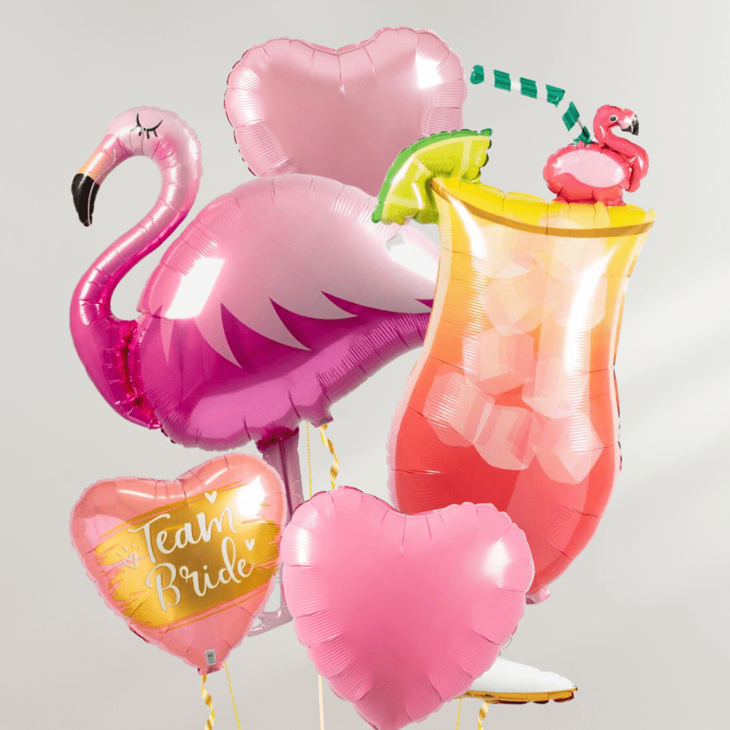 Team Bride Flamingo Cockatil Ballongbukett - Ballonglevering.no