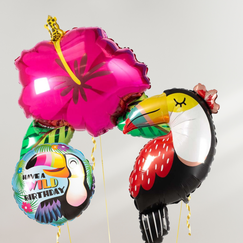 Tropical Hibiscus Wild Birthday Ballongbukett - Ballonglevering.no