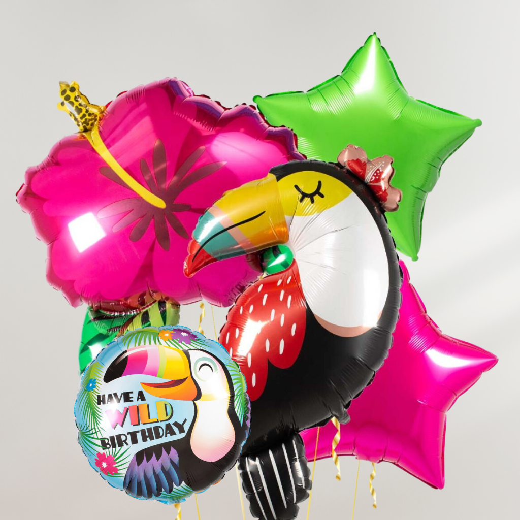 Tropical Hibiscus Wild Birthday Ballongbukett - Ballonglevering.no