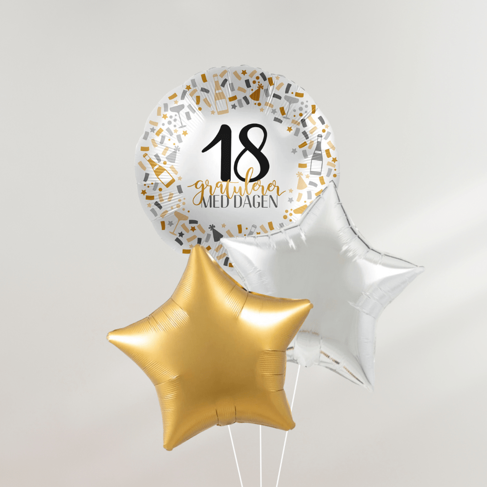 18 års dag Ballongbukett Stjerner - Ballonglevering.no