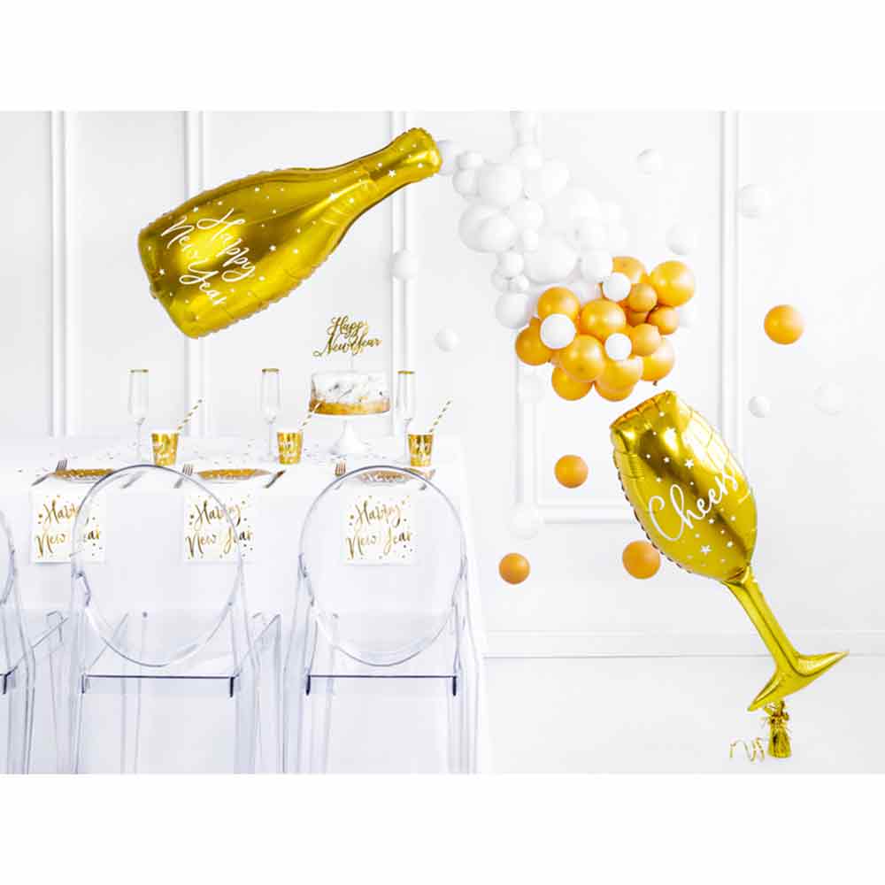 Champagneflaske Folieballong Happy New Year 2 - Ballonglevering.no