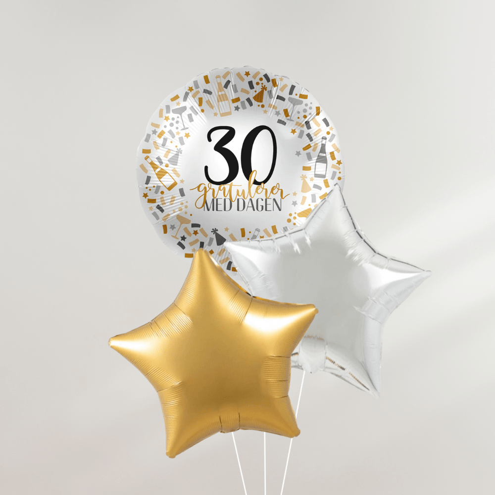 30 års dag Ballongbukett Stjerner - Ballonglevering.no
