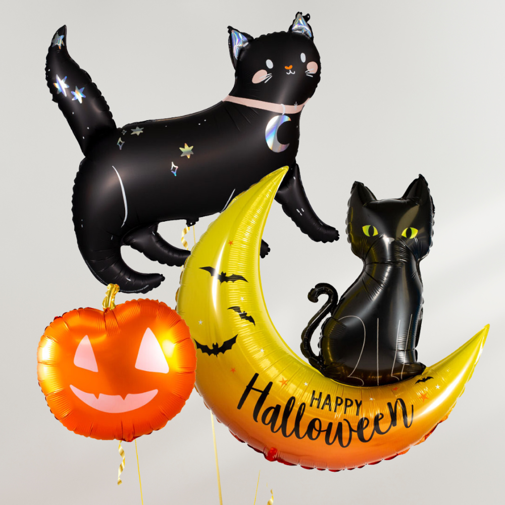 Halloween Katt og Gresskar Ballongbukett