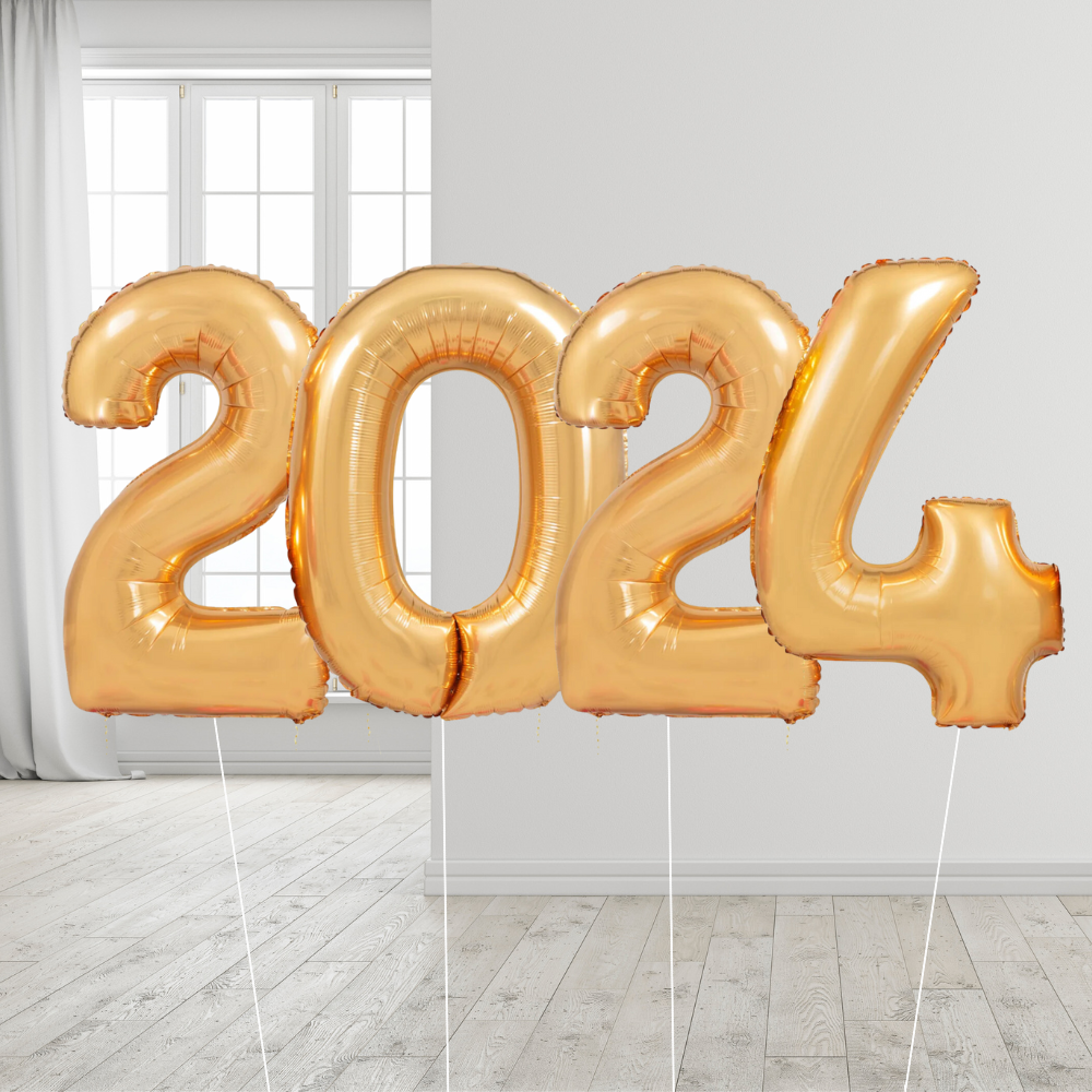 Nyttårsballonger 2024 Gull