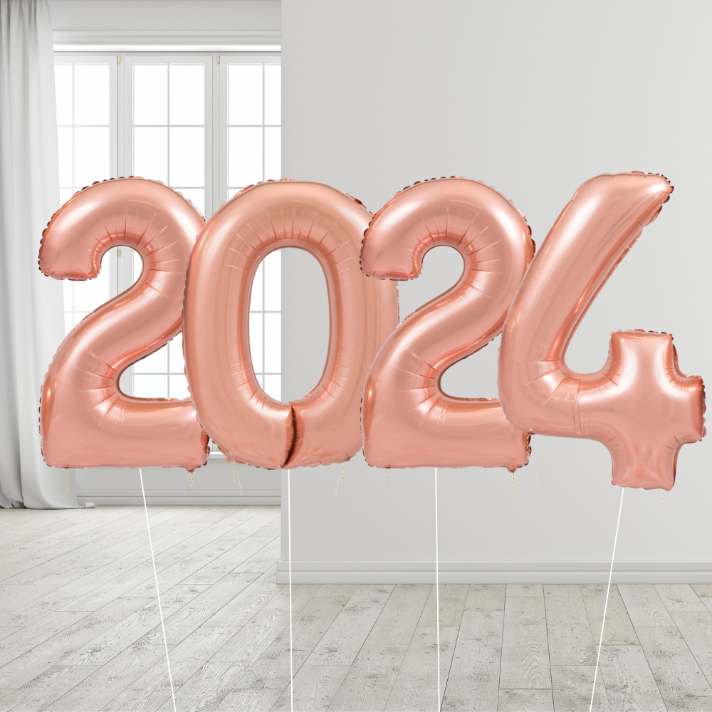 Nyttårsballonger 2024 Rosegull