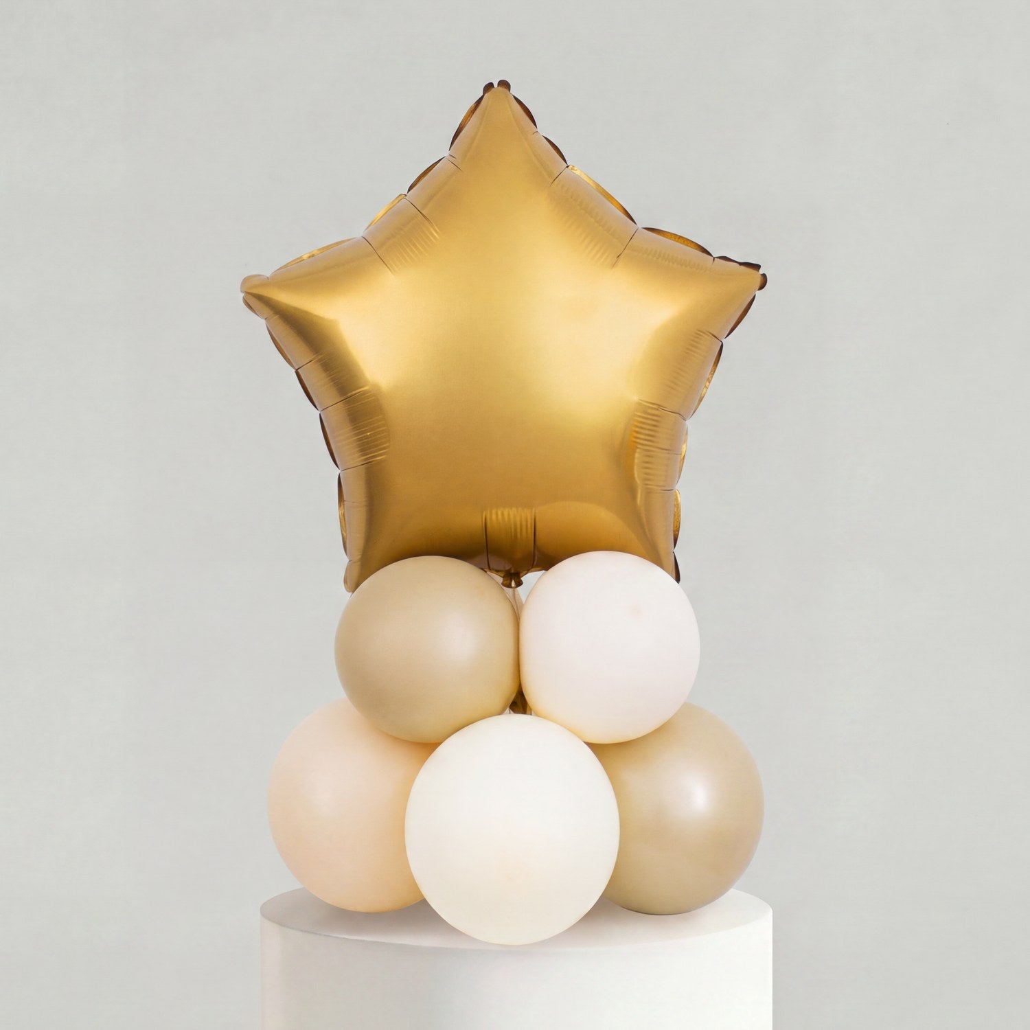 Ballong Bordpynt — Beige & Gull Stjerne - Ballonglevering.no