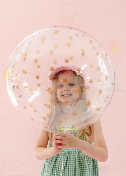 Bubble Ballong med Gullstjerner 60 cm - Ballonglevering.no