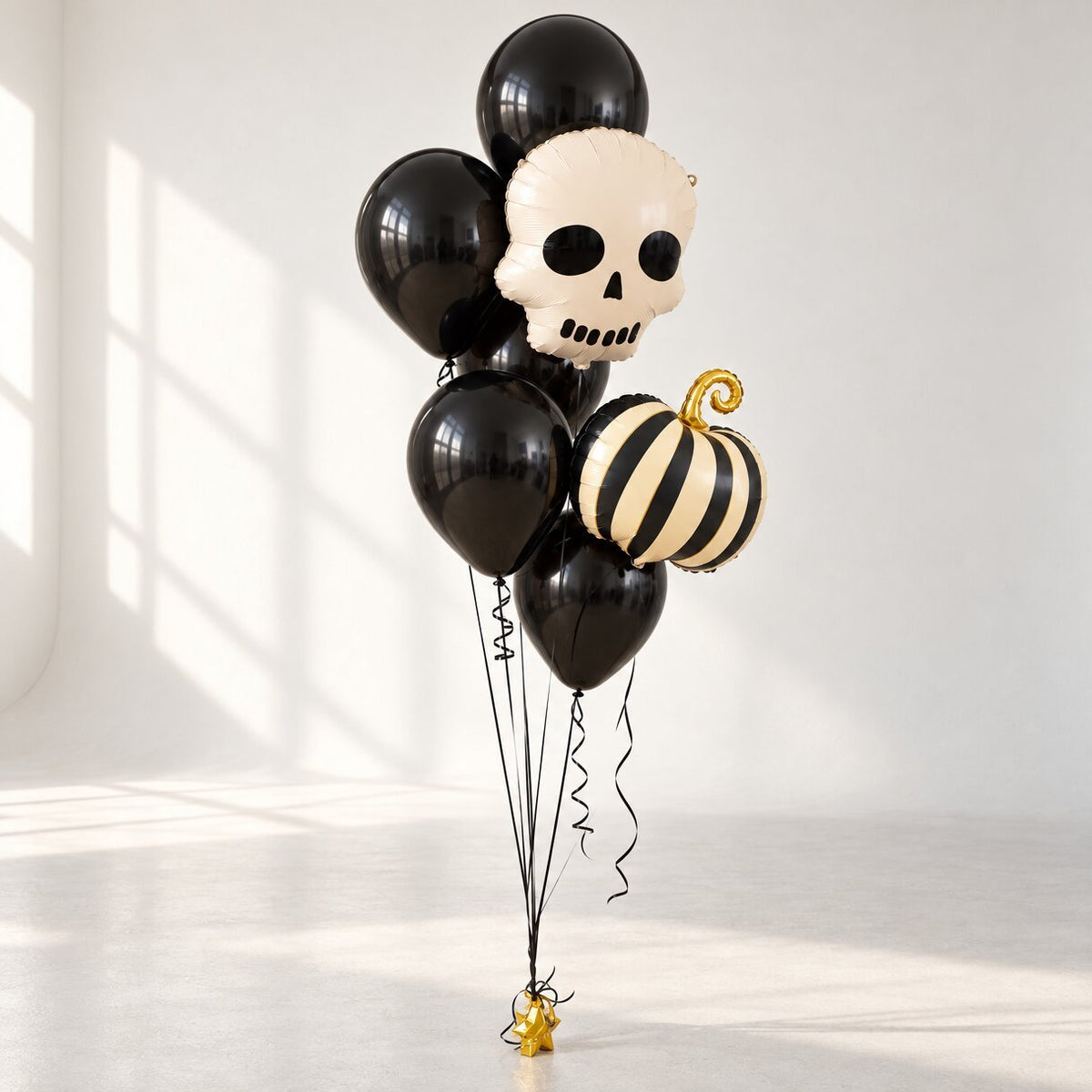Halloween Skjelett og Gresskar Ballongbukett - Ballonglevering.no
