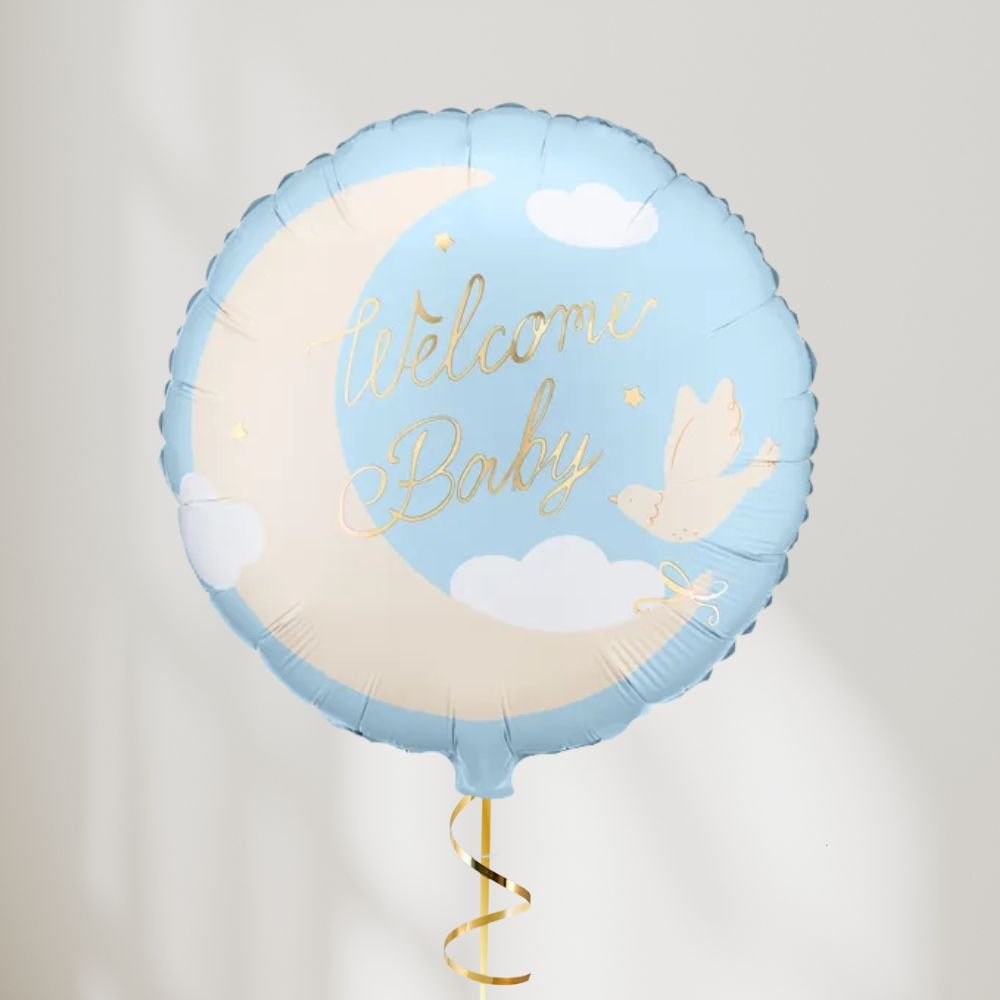 Lys Blå Folieballong ''Velkommen baby'' - Ballonglevering.no