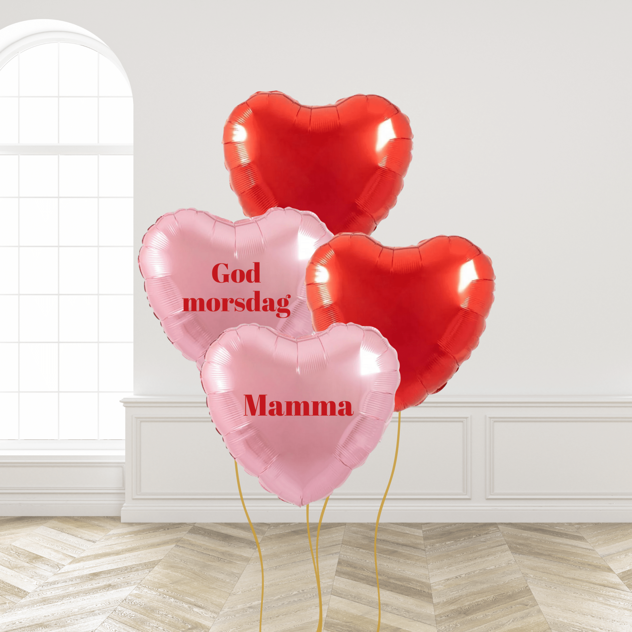 Morsdag hjerte ballongbukett - Ballonglevering.no
