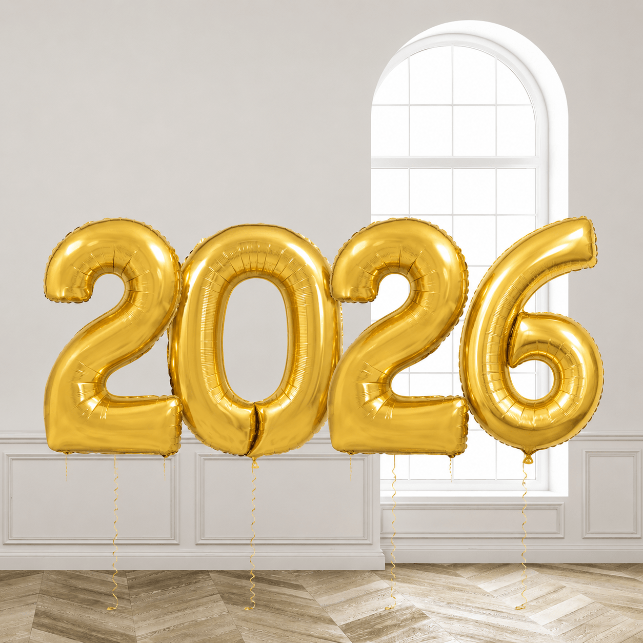 Nyttårsballonger 2026 - Gull - Ballonglevering.no