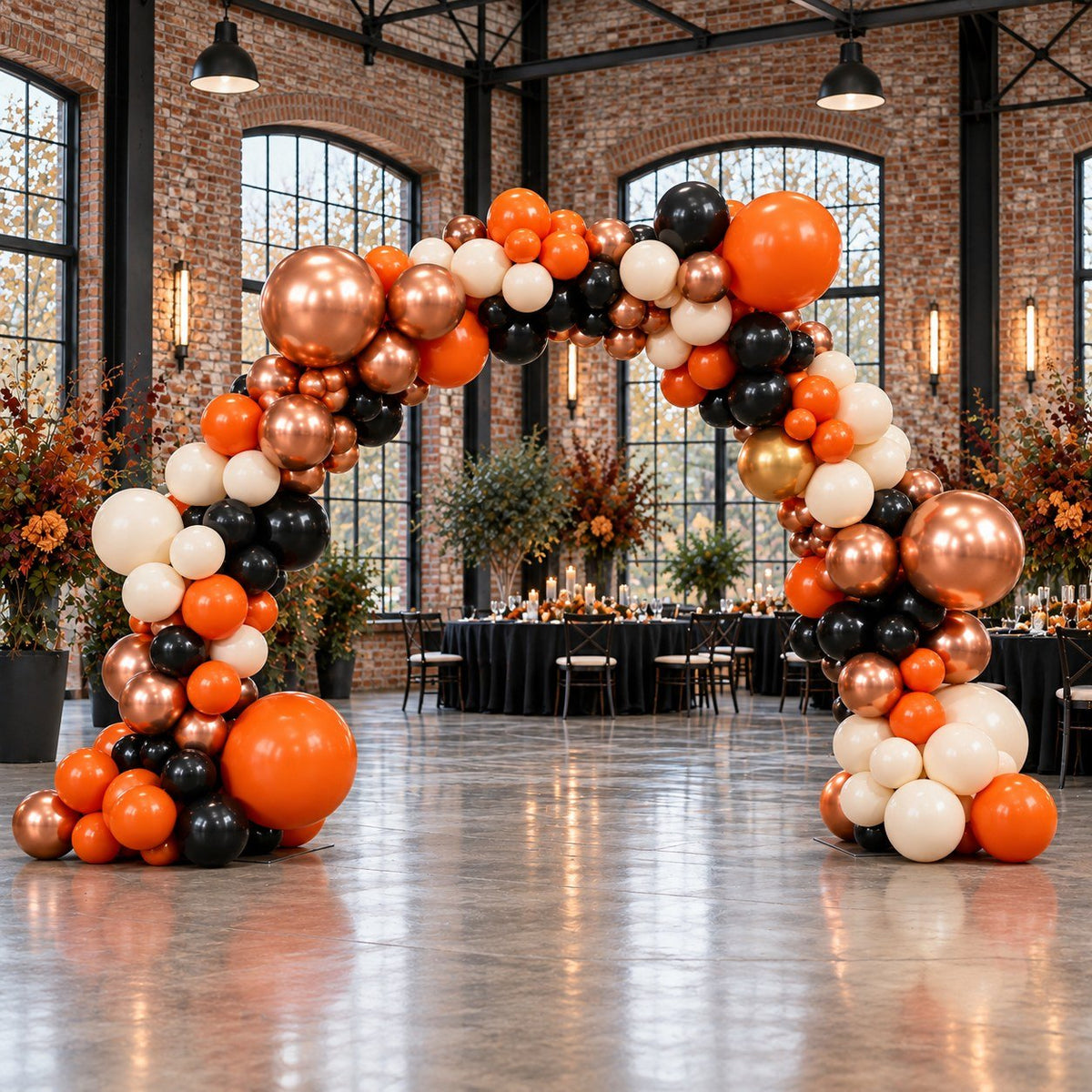 Organisk Ballongbue Halloween – Kobber, Oransje og Sort - Ballonglevering.no