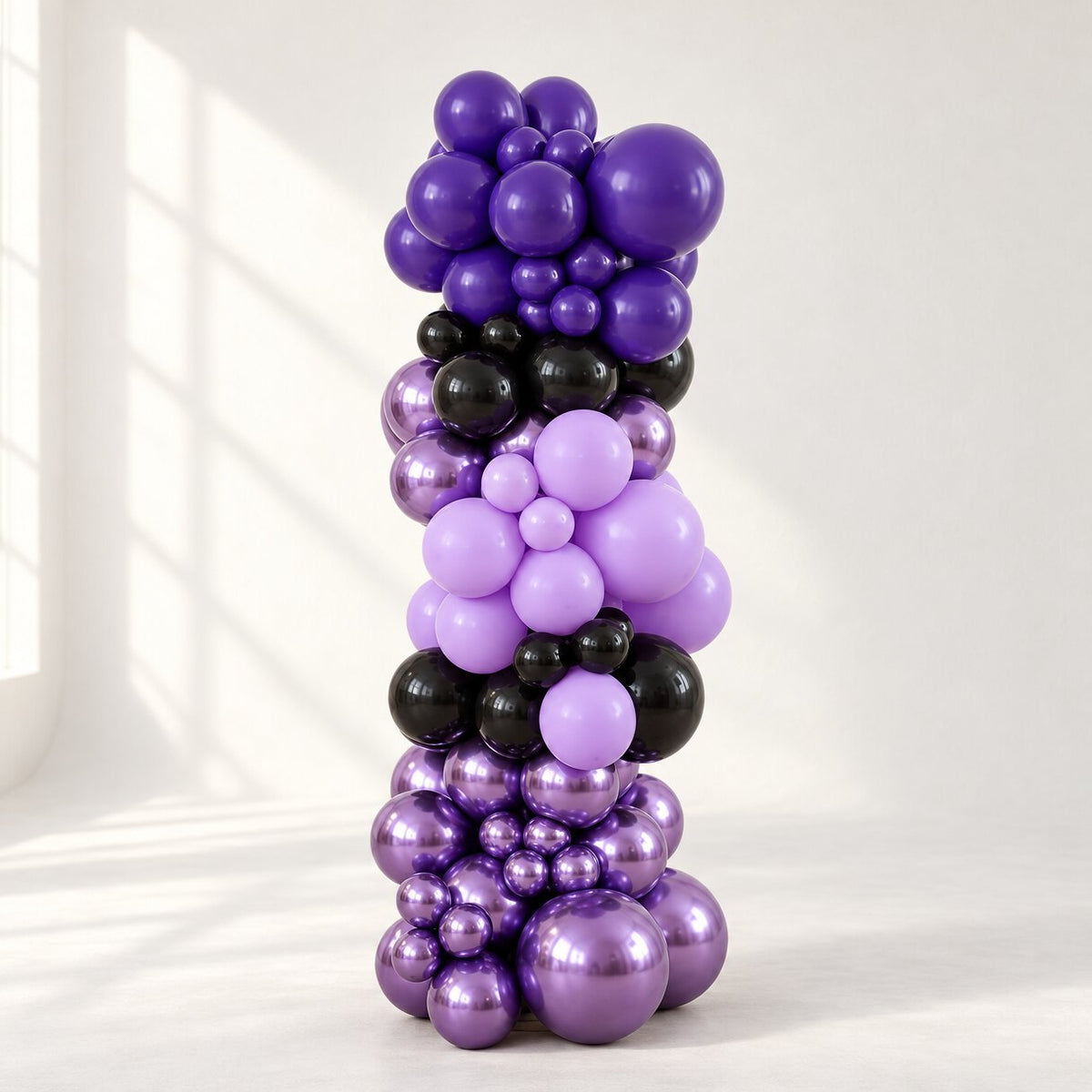 Organisk Ballongsøyle Halloween – Lilla og Sort - Ballonglevering.no