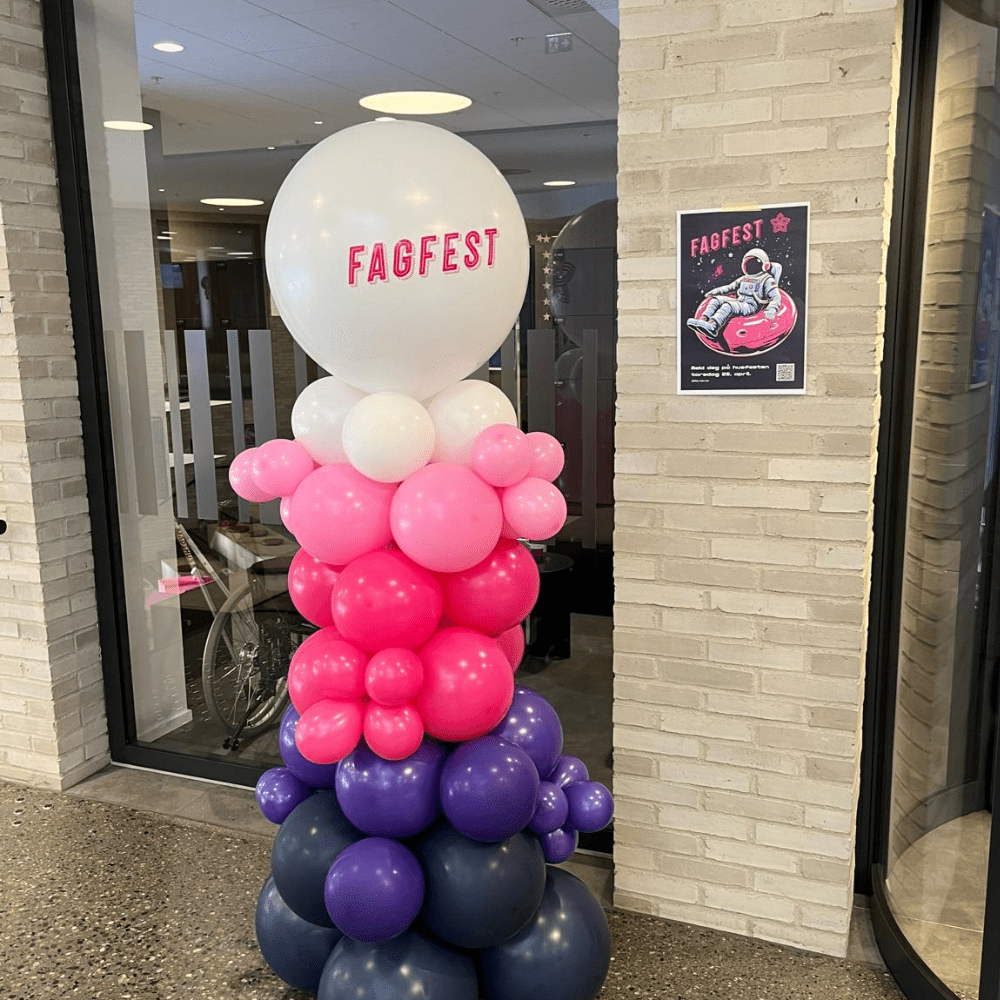 Organisk Ballongsøyle med tekstballong - Velg farge og tekst/logo - Ballonglevering.no