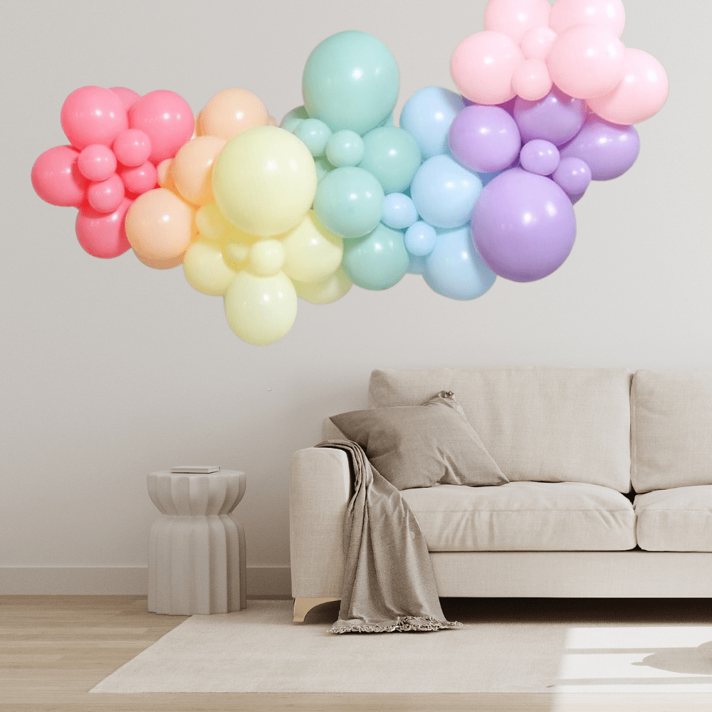 Pastel Rainbow Ballonggirlander - Ballonglevering.no