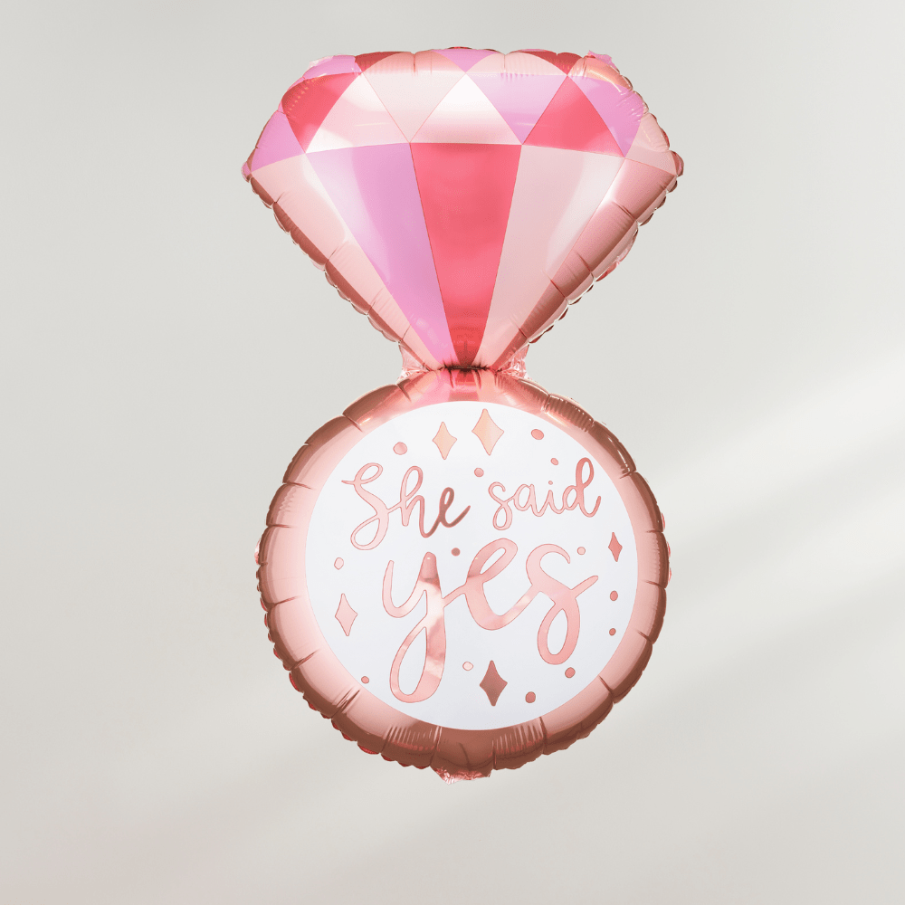 "She Said Yes" Utdrikningslag Diamantring Ballong - Ballonglevering.no
