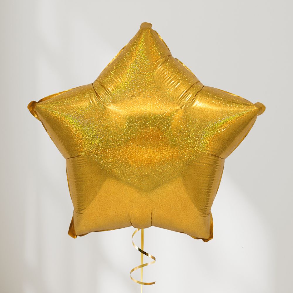 Stjerne Holografisk Gull - Ballonglevering.no