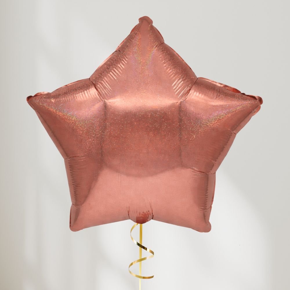 Stjerne Rosegull Holografisk - Ballonglevering.no