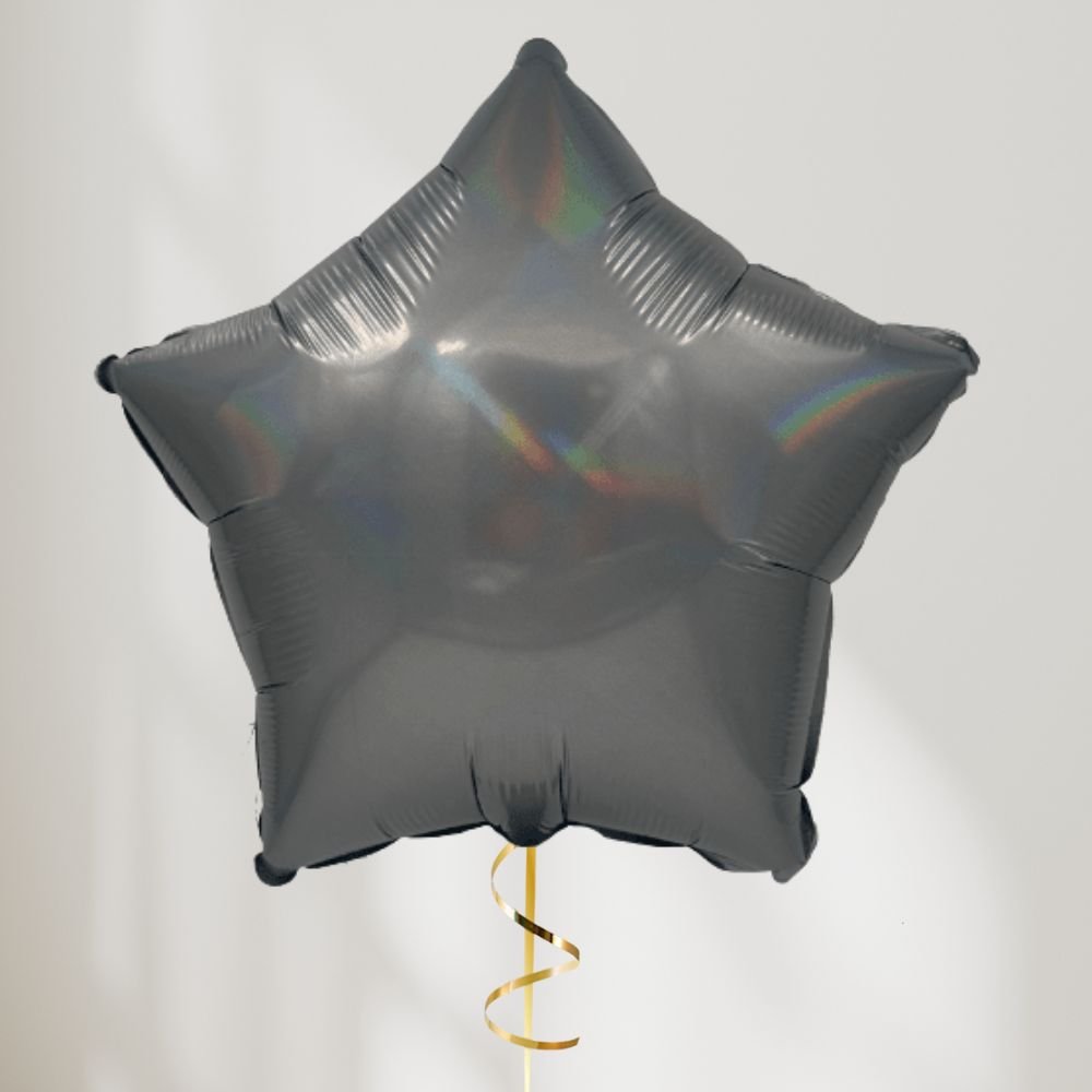 Stjerne Svart Holografisk - Ballonglevering.no