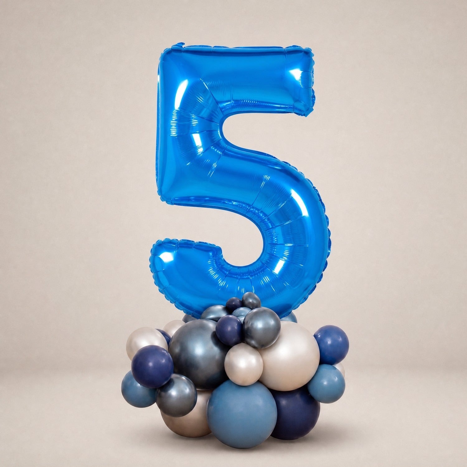 Tall Ballongstack – Blå – tall 5 – Ballonglevering.no
