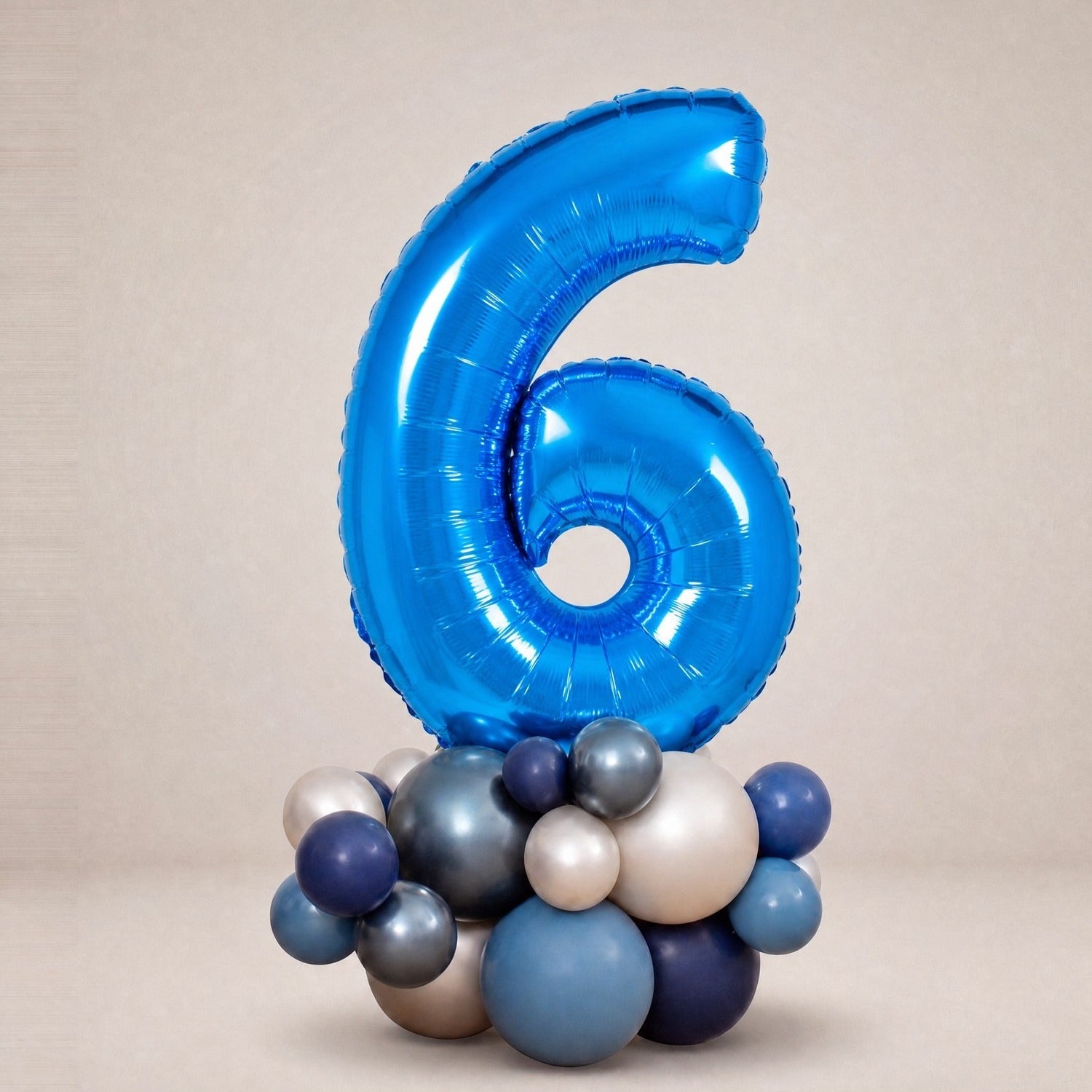 Tall Ballongstack – Blå – tall 6 – Ballonglevering.no