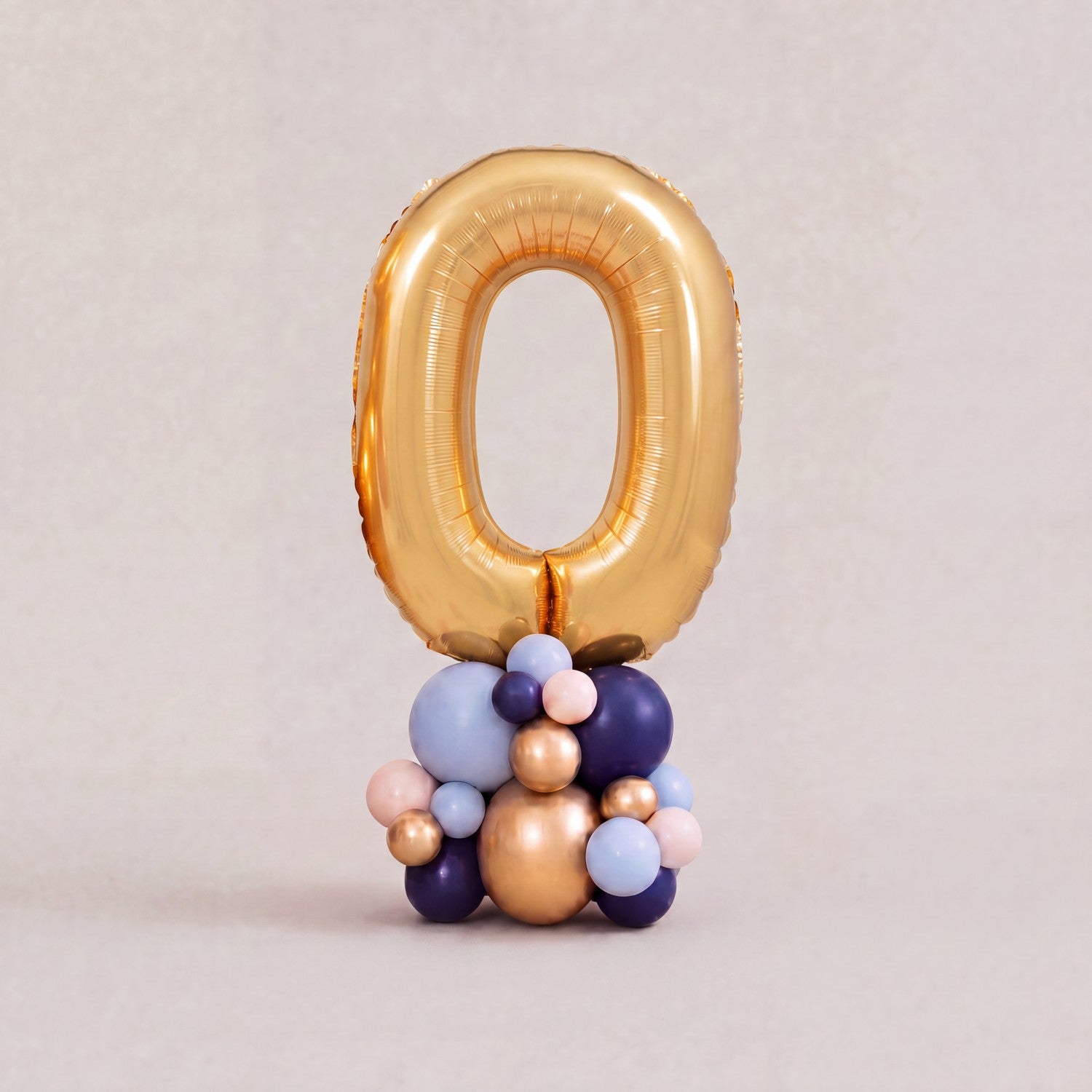 Tall Ballongstack Navy Gold — tallet 0 på ballongbase - Ballonglevering.no