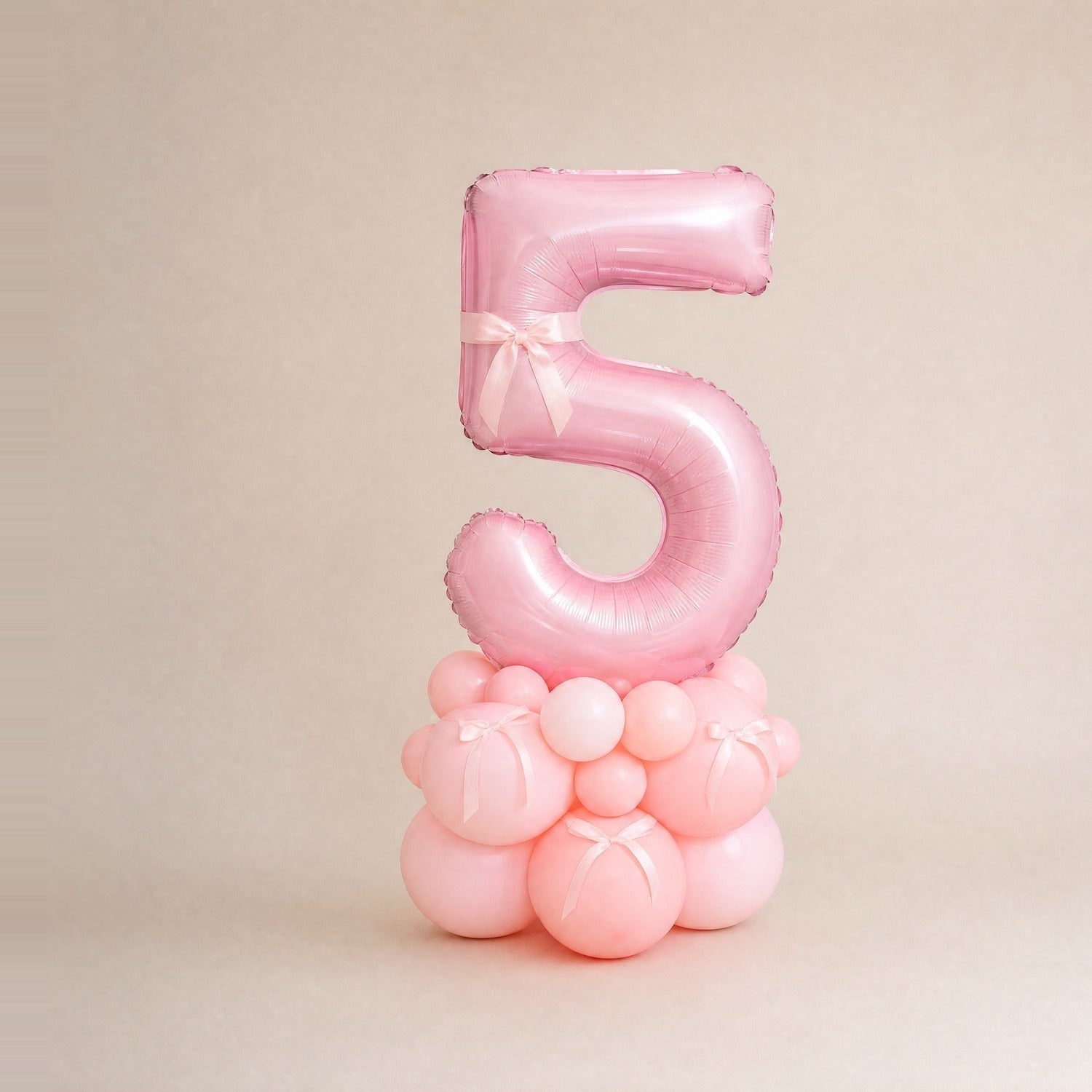 Tall Ballongstack – Rosa med bånd - Ballonglevering.no