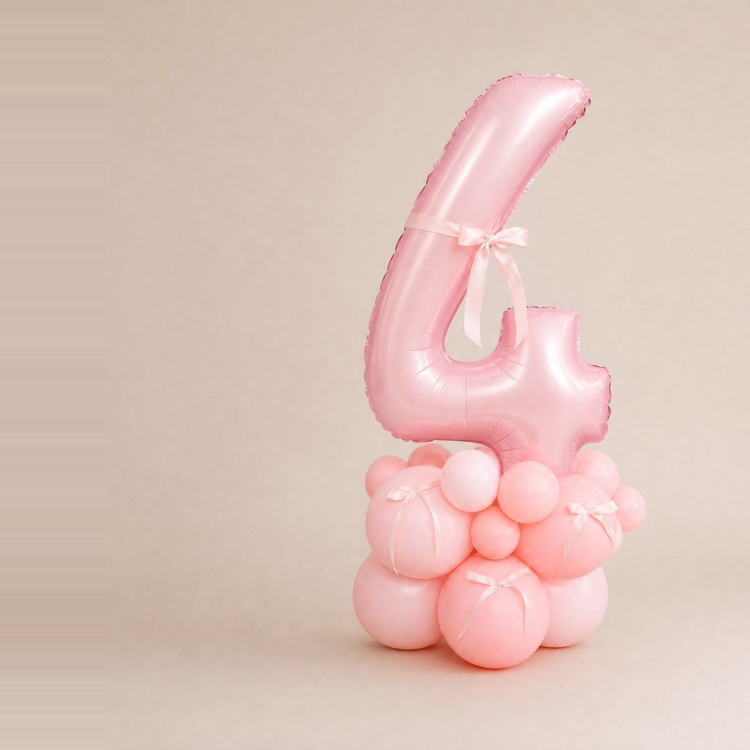 Tall Ballongstack – Rosa med bånd - Ballonglevering.no