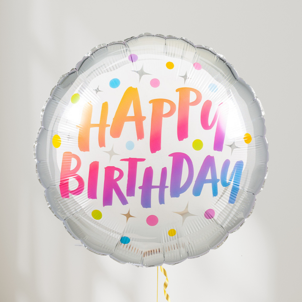 Happy Birthday Regnbue Dots Rund Folieballong
