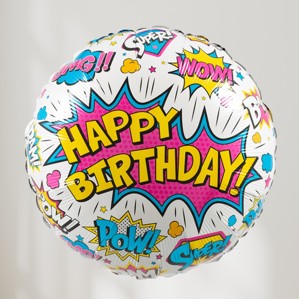 Happy Birthday Retro Super Hero Ballong