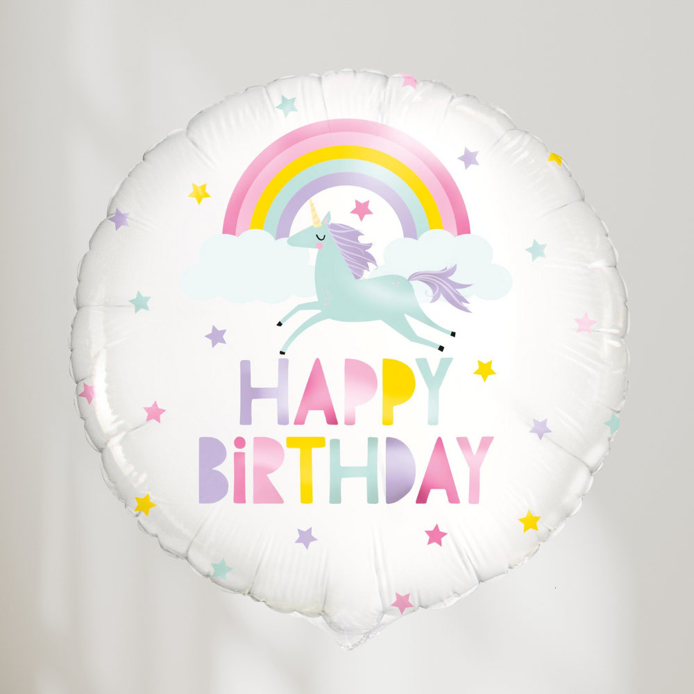 Happy Birthday Enhjørning Pastell Ballong