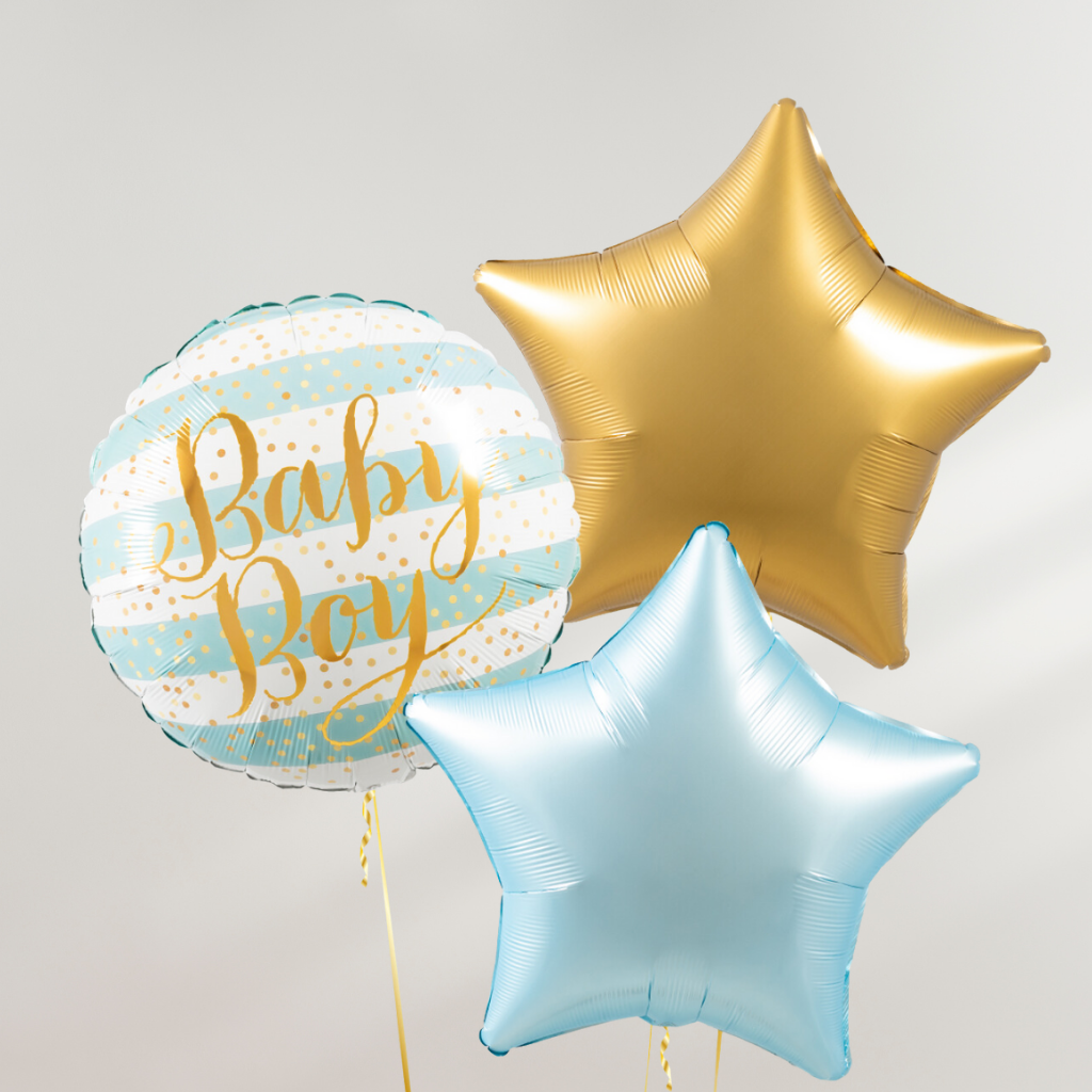 Baby Boy Gold & Blue Ballongbukett
