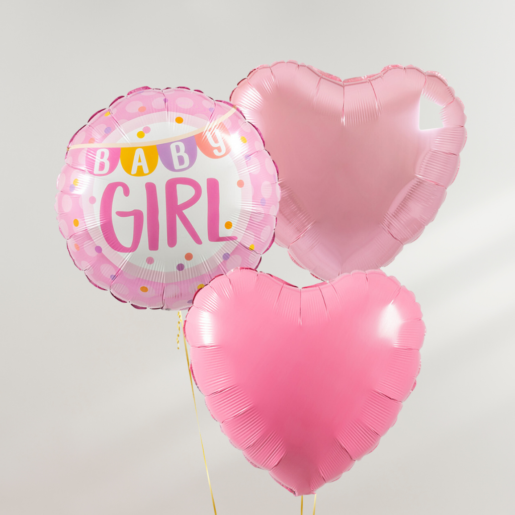 Baby Girl Pink Hearts Ballongbukett
