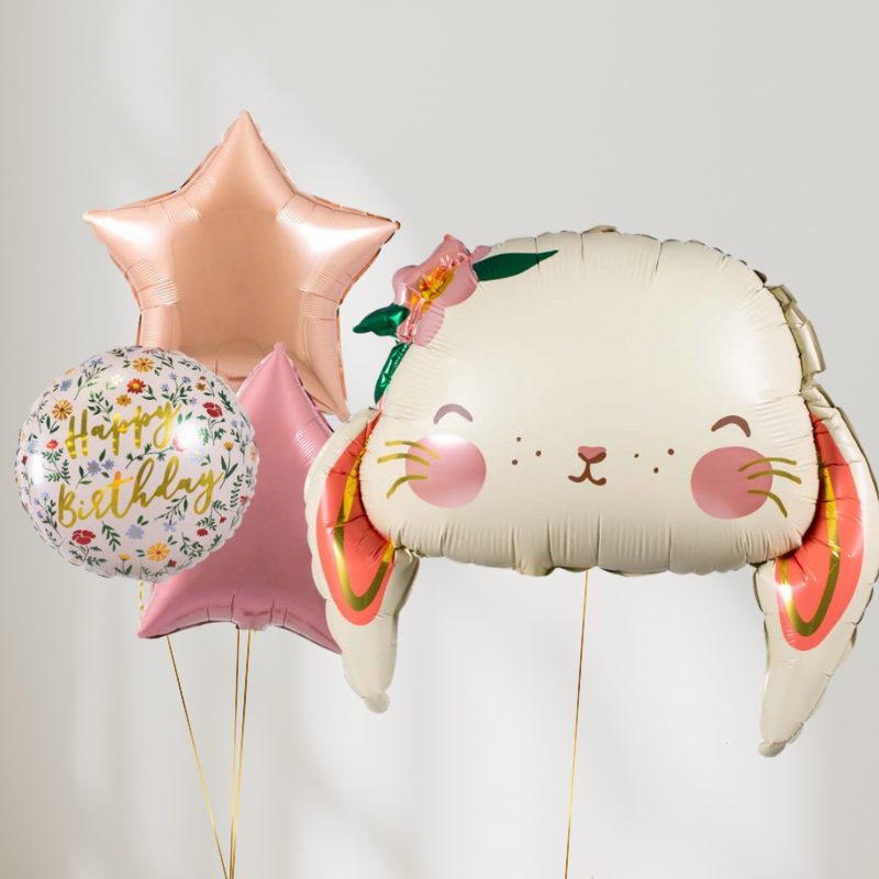 Cute Rabbit Happy Birthday Ballongbukett