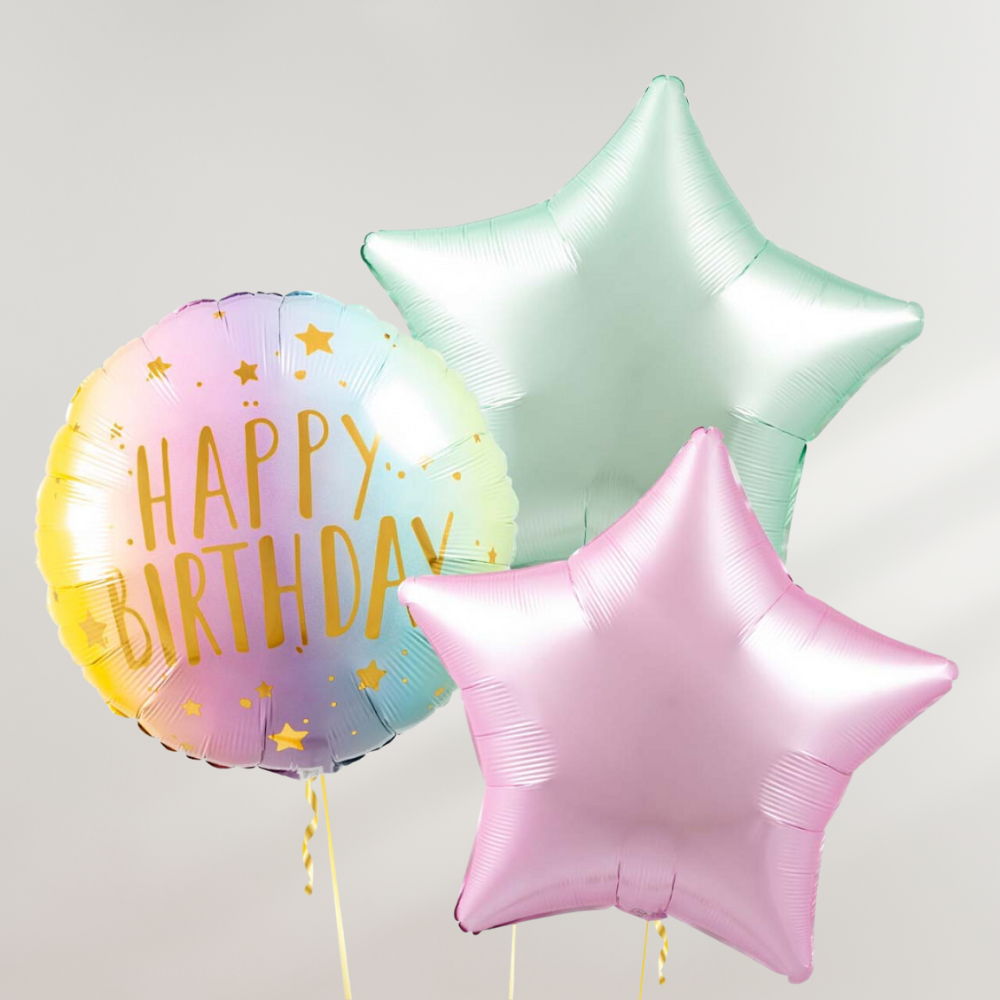 Happy Birthday Pastel Ombre Ballongbukett