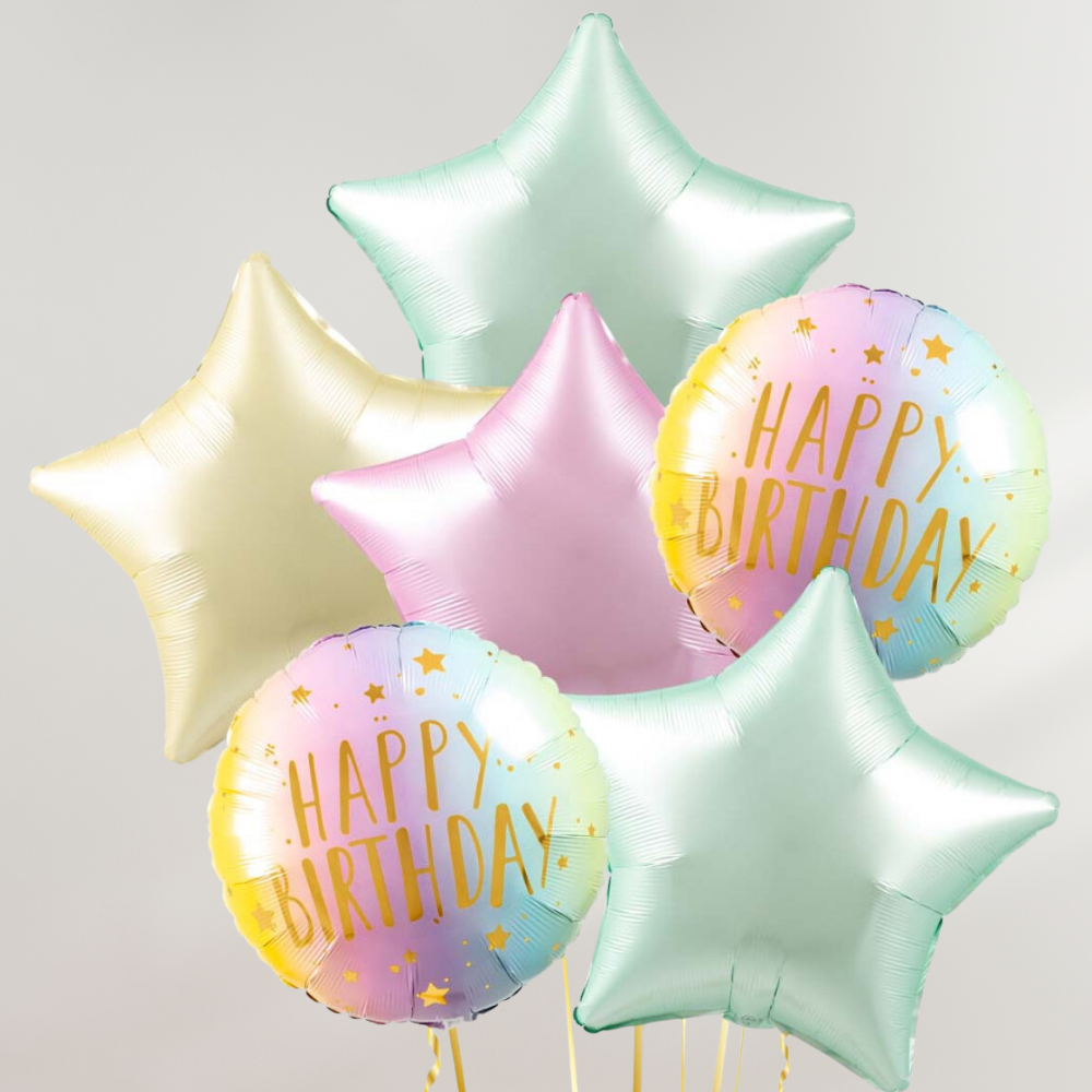 Happy Birthday Pastel Ombre Ballongbukett